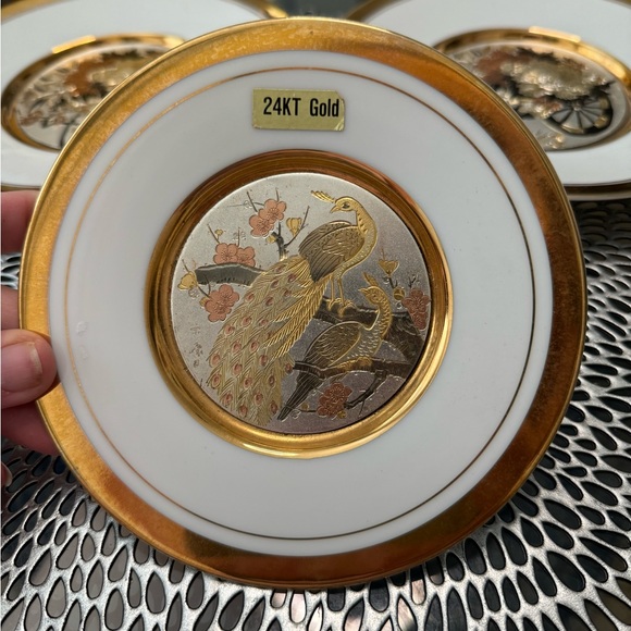 Accents | Vintage The Art Of Chokin 24k Gold Edged Rim Round Plate